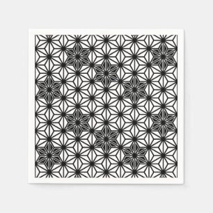 Japanese Asanoha pattern - white and black Napkins