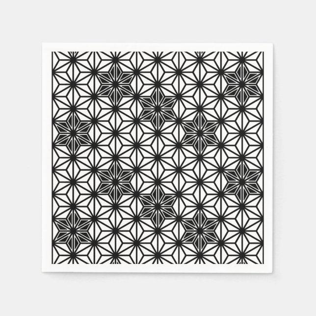 Japanese Asanoha pattern - white and black Napkins (Front)