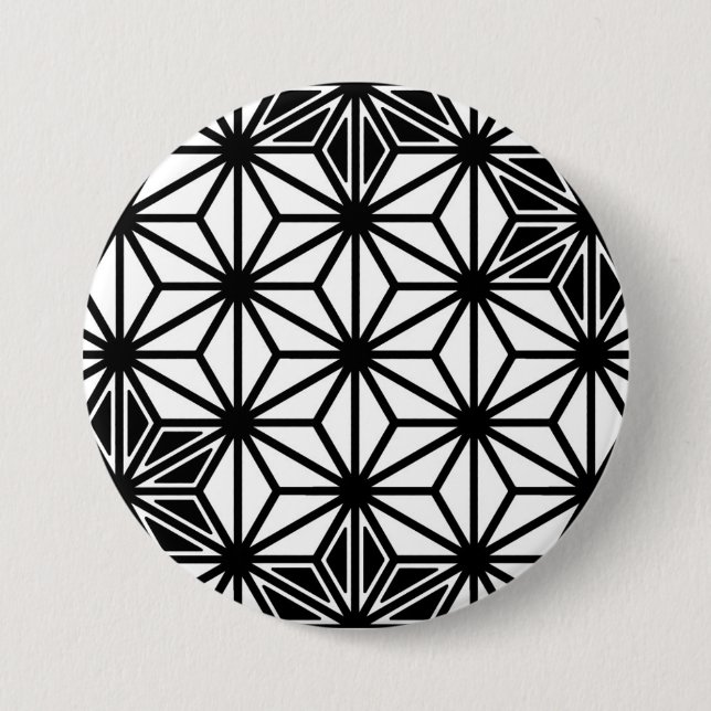 Japanese Asanoha pattern - white and black Pinback Button (Front)