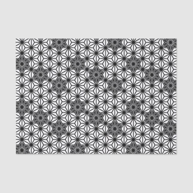 Japanese Asanoha pattern - white and black Tissue Paper (Front)