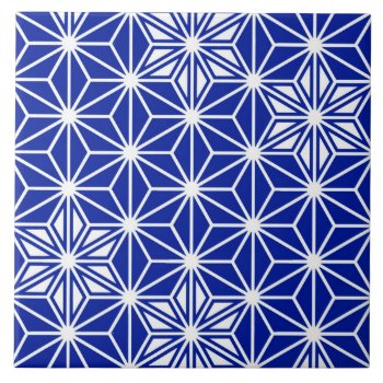 Japanese Asanoha / Star Pattern  Cobalt Blue Ceramic Tile by Floridity at Zazzle