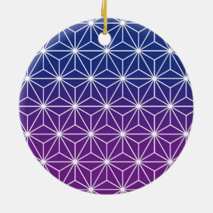 Japanese Asanoha Traditional Print Blue & Purple Ceramic Ornament