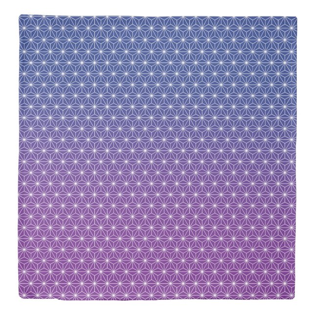Japanese Asanoha Traditional Print Blue & Purple Duvet Cover (Front)
