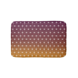 Japanese Asanoha Traditional Print Burgundy & Gold Bath Mat