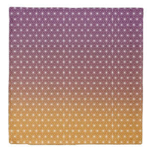 Japanese Asanoha Traditional Print Burgundy & Gold Duvet Cover