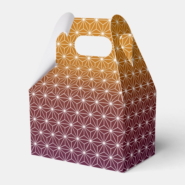 Japanese Asanoha Traditional Print Burgundy & Gold Favor Boxes (Front Side)