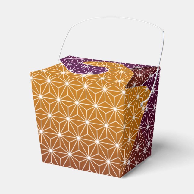 Japanese Asanoha Traditional Print Burgundy & Gold Favor Boxes (Front Side)