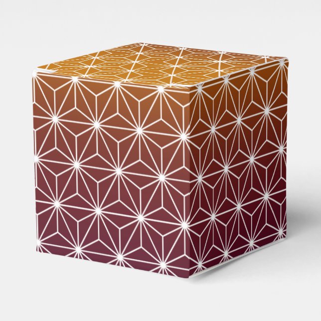 Japanese Asanoha Traditional Print Burgundy & Gold Favor Boxes (Front Side)