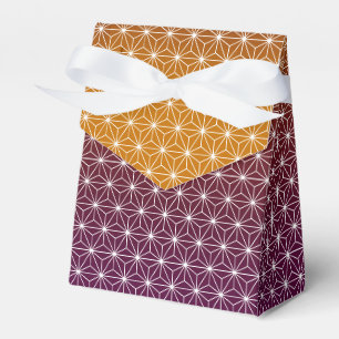 Japanese Asanoha Traditional Print Burgundy & Gold Favor Boxes
