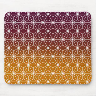 Japanese Asanoha Traditional Print Burgundy & Gold Mouse Pad
