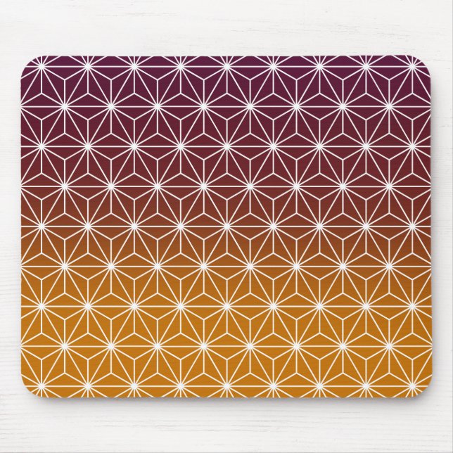 Japanese Asanoha Traditional Print Burgundy & Gold Mouse Pad (Front)