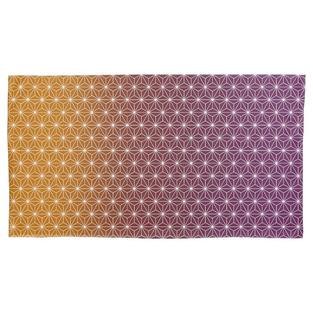 Japanese Asanoha Traditional Print Burgundy & Gold Pillow Case (Front-Left)