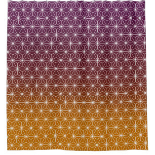 Japanese Asanoha Traditional Print Burgundy & Gold Shower Curtain