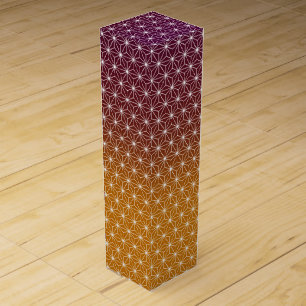 Japanese Asanoha Traditional Print Burgundy & Gold Wine Box