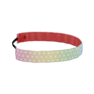Japanese Asanoha Traditional Print Pastel Rainbow Athletic Headband