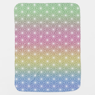 Japanese Asanoha Traditional Print Pastel Rainbow Baby Blanket