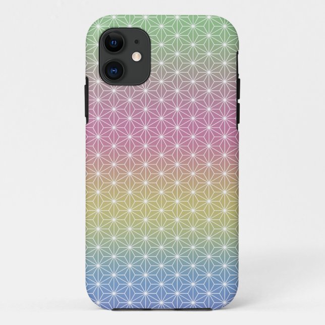 Japanese Asanoha Traditional Print Pastel Rainbow Case-Mate iPhone Case (Back)