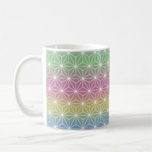 Japanese Asanoha Traditional Print Pastel Rainbow Coffee Mug