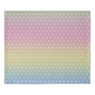 Japanese Asanoha Traditional Print Pastel Rainbow Duvet Cover
