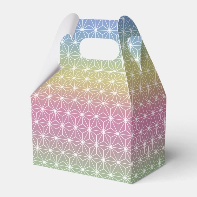 Japanese Asanoha Traditional Print Pastel Rainbow Favor Boxes (Front Side)