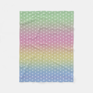 Japanese Asanoha Traditional Print Pastel Rainbow Fleece Blanket