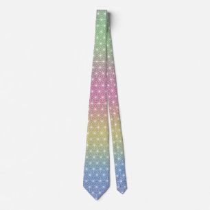 Japanese Asanoha Traditional Print Pastel Rainbow Neck Tie