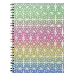 Japanese Asanoha Traditional Print Pastel Rainbow Notebook