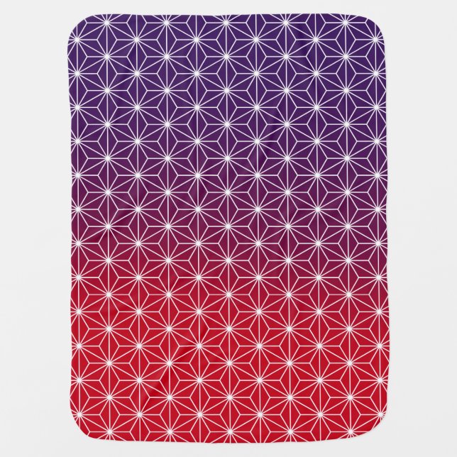 Japanese Asanoha Traditional Print Red & Purple Baby Blanket (Front)