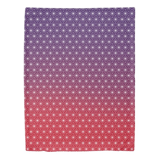 Japanese Asanoha Traditional Print Red & Purple Duvet Cover (Front)
