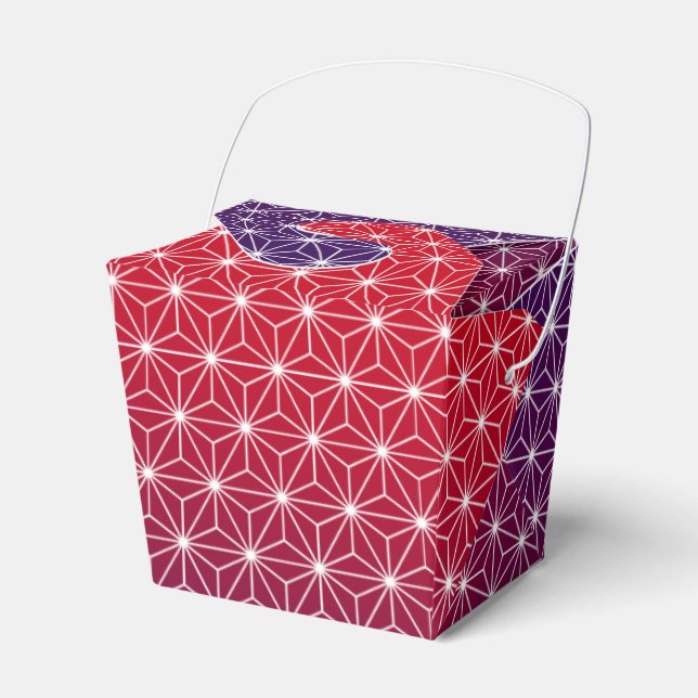 Japanese Asanoha Traditional Print Red & Purple Favor Boxes (Front Side)