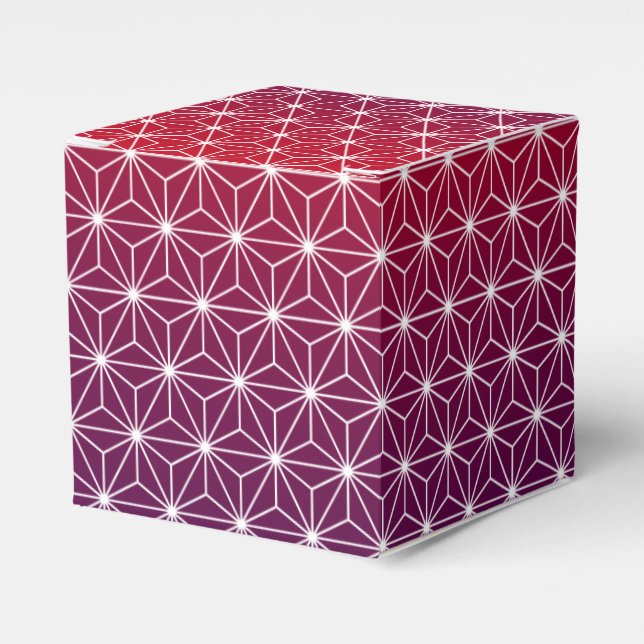 Japanese Asanoha Traditional Print Red & Purple Favor Boxes (Front Side)