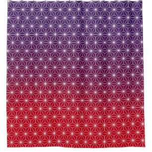 Japanese Asanoha Traditional Print Red & Purple Shower Curtain