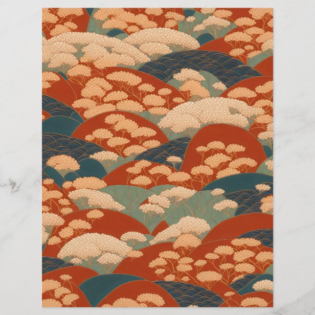 Japanese asbtract kimono pattern scrapbook paper (Front)