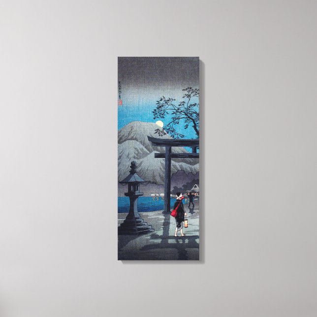 Japanese Asian Art Hakone Lake in Moonlight  Canvas Print (Front)