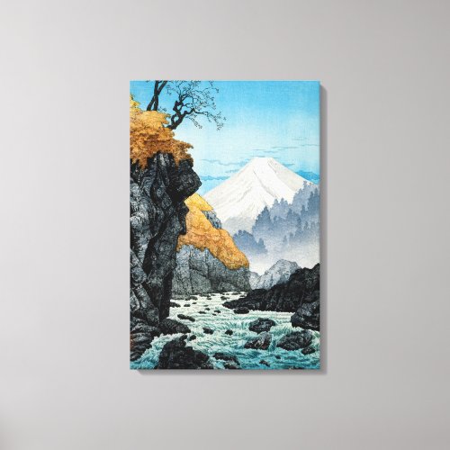 Japanese Asian Art Vintage Snow Covered Mountain Canvas Print