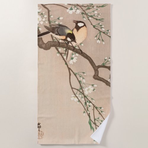 Japanese Asian Bird Chickadee Songbird Beach Towel