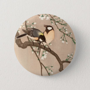 Japanese Asian Bird Chickadee Songbird Button