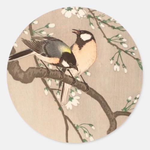 Japanese Asian Bird Chickadee Songbird Classic Round Sticker