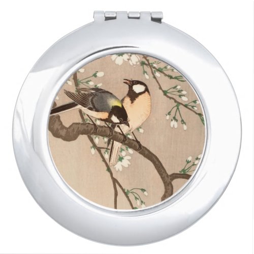 Japanese Asian Bird Chickadee Songbird Compact Mirror