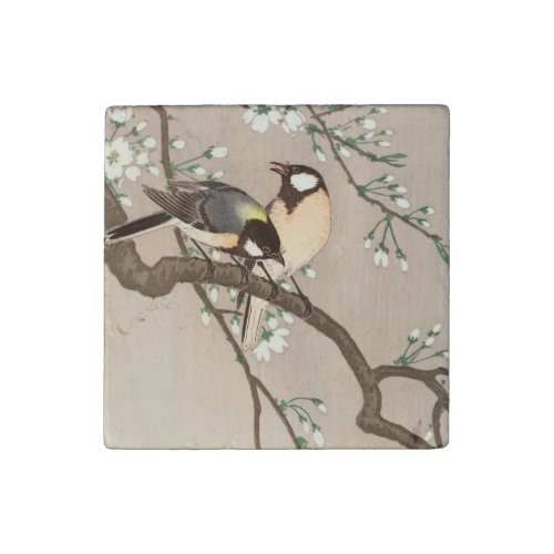 Japanese Asian Bird Chickadee Songbird Stone Magnet