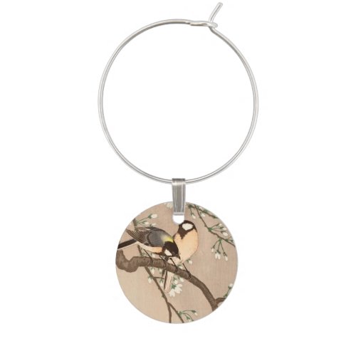 Japanese Asian Bird Chickadee Songbird Wine Charm