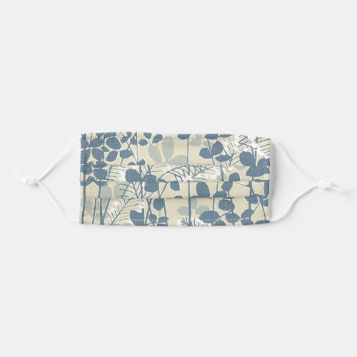 Japanese Asian Blue Leaf Flower Adult Cloth Face Mask