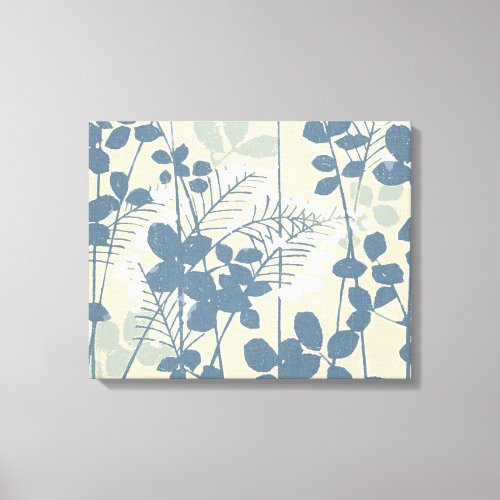 Japanese Asian Blue Leaf Flower Canvas Print