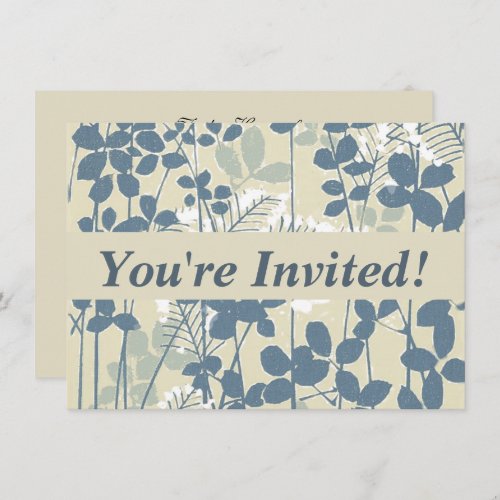 Japanese Asian Blue Leaf Flower Invitation