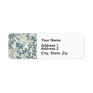 Japanese Asian Blue Leaf Flower Label