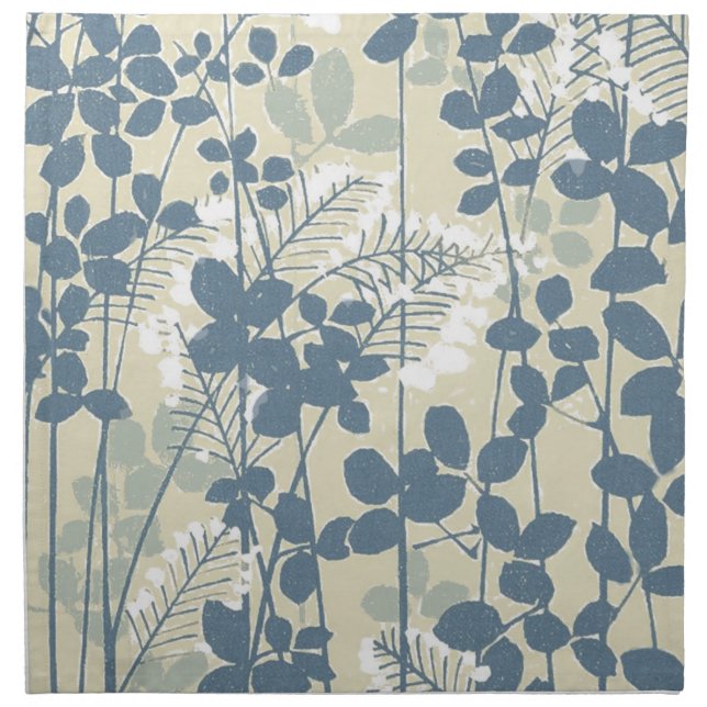 Japanese Asian Blue Leaf Flower Napkin (Front)