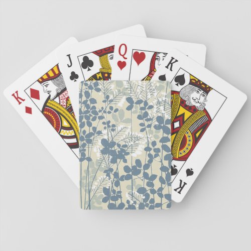 Japanese Asian Blue Leaf Flower Playing Cards