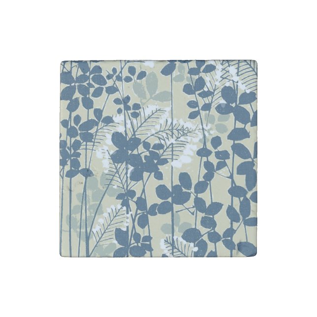 Japanese Asian Blue Leaf Flower Stone Magnet (First Magnet)