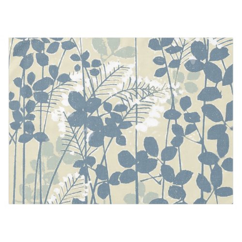Japanese Asian Blue Leaf Flower Tablecloth