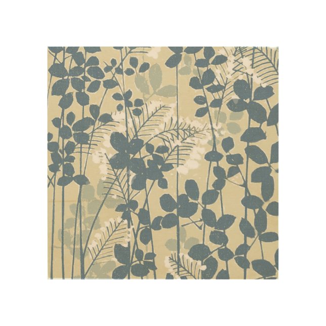 Japanese Asian Blue Leaf Flower Wood Wall Decor (Front)